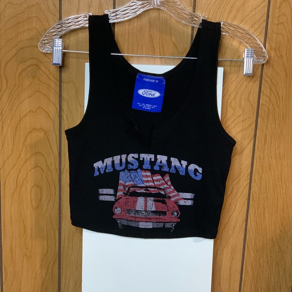 Forever 21 Black Ford Mustang Crop Tank